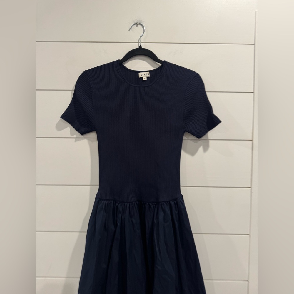 Staud navy Ysabel combo midi dress - Picture 5 of 8